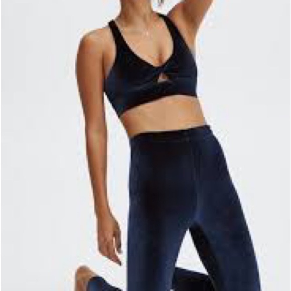 Fabletics Navy Emma Velour High Waisted Leggings